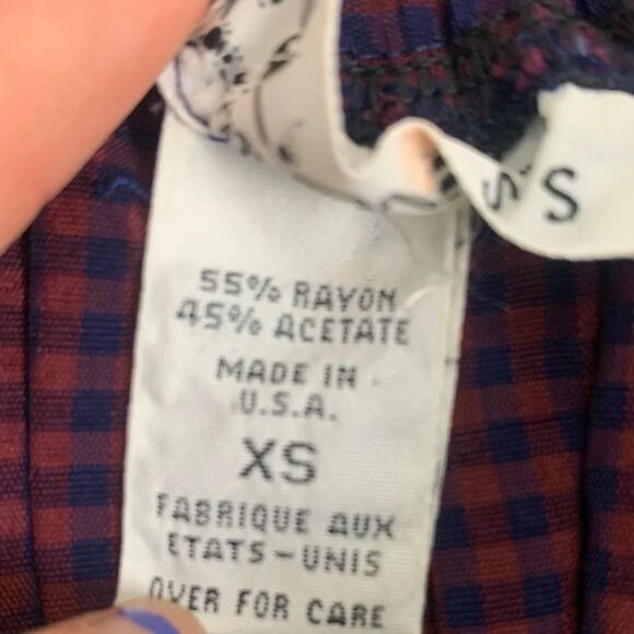 Vintage Express Button Front Plaid Print Skirt size XS Made in USA red Blue - Picture 3 of 7